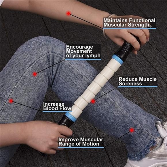 Premium Muscle Roller The Ultimate Massage Roller Stick 17 Inches - White - Picture 5 of 6